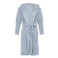 thumbnail image 4 of Mens Casual Plush Leisure Bathrobe Solid Hooded Pocket Drawstring Long Sleeve Pajamas Sizes M-3XL, 4 of 5