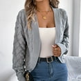 thumbnail image 6 of Cardigan Sweaters for Women 2025 Long Lattern Sleeve Open Front Eyelet Chunky Knit Cropped Sweater Cardigans, 6 of 8