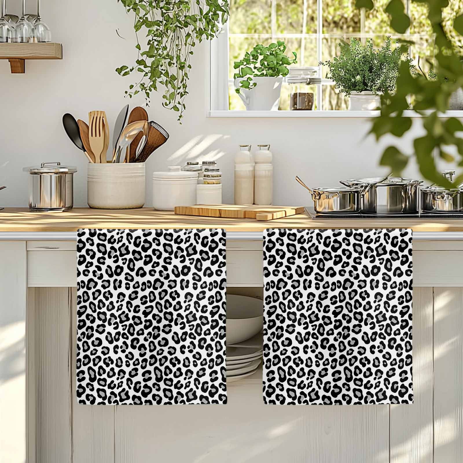 Black Abstract Art Kitchen Towels Set of 2, Elegant Modern Art Luxury Absorbent Dish Towels for Kitchen, Microfiber Hand Towel, Quick Drying Tea Towel for Cleaning Decorative Dishcloths