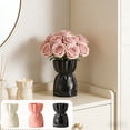 thumbnail image 1 of Imitation Ceramic Vase, Decorative Floral Arrangement With Frame Bracket Stability, for Desktop and Bookshelf Decor, Pink, 1 of 7