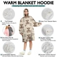 thumbnail image 5 of Beige Highland Cow Fence Pattern Wearable Oversized Blanket,Wearable Blanket Hoodie for Adults,Cozy Hooded Blankets with Super Pockets,Super Warm Fuzzy Pullover for Women & Men, 5 of 6