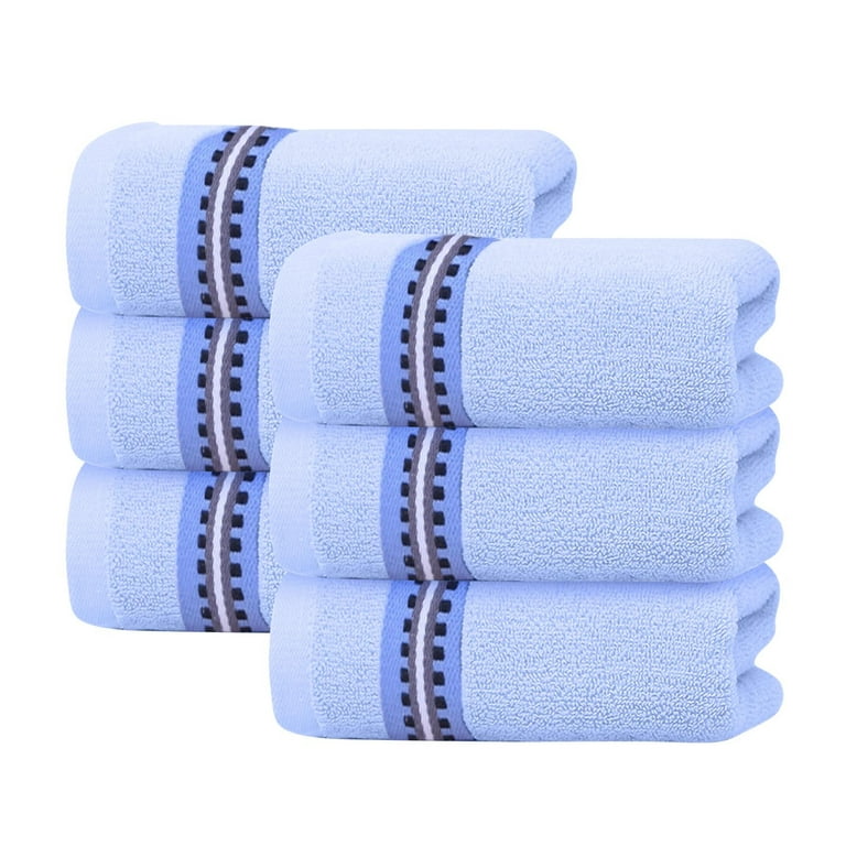 Bath Sheet, 6 PC Cotton Bath Towels, Quick Dry and Soft Washcloths For Body  And Face Set for Daily Use, 13 X 29, Blue