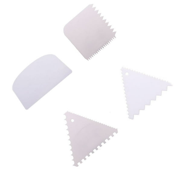 WHAMVOX 4Pcs Cake Scraper Set Plastic Icing Smoother Baking Tool For Creating Patterns And Spreading