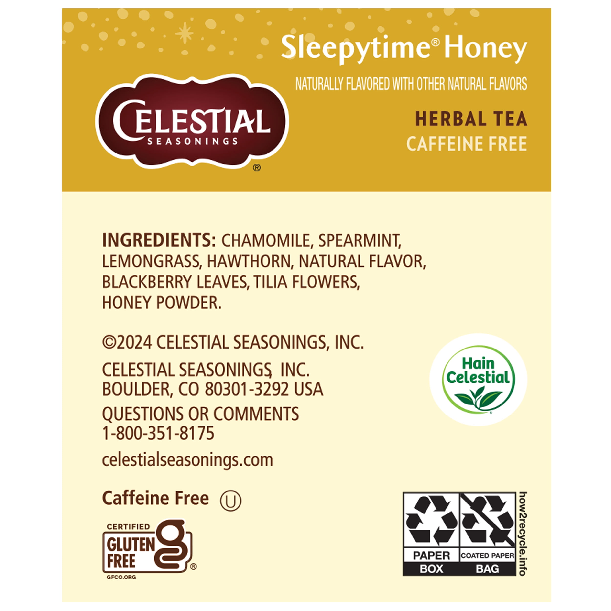 (4 pack) Celestial Seasonings Sleepytime Honey Caffeine-Free Herbal Tea Bags (20 Count)
