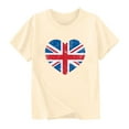 thumbnail image 2 of Jinhomg Kids Summer Tee Shirts Short Sleeve British Flag Graphic T-Shirt Lightweight Comfy Crew Neck Everyday Tops Beige 9 Years, 2 of 5