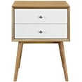 thumbnail image 4 of Nightstand Side End Table, Wood, Brown Natural White, Modern Contemporary Urban Design, Bedroom Master Guest Suite Living Room, 4 of 5