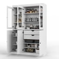 thumbnail image 3 of Palace Imports 100% Solid Wood Kitchen Pantry Storage Cabinet with Glass Doors, Adjustable Shelves and 2-Drawers, White, 3 of 6