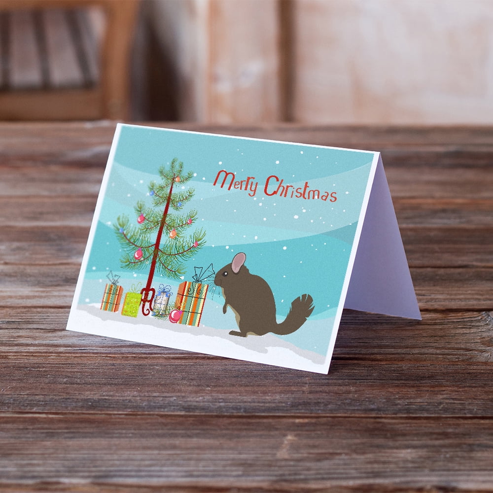 Chinchilla Christmas Greeting Cards and Envelopes Pack of 8