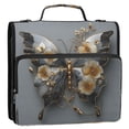 thumbnail image 2 of Water-Resistant 3-Ring Binder Organizer with Multiple Pockets Zipper Binder Bag for Office Silver and Black Butterfly, 2 of 8