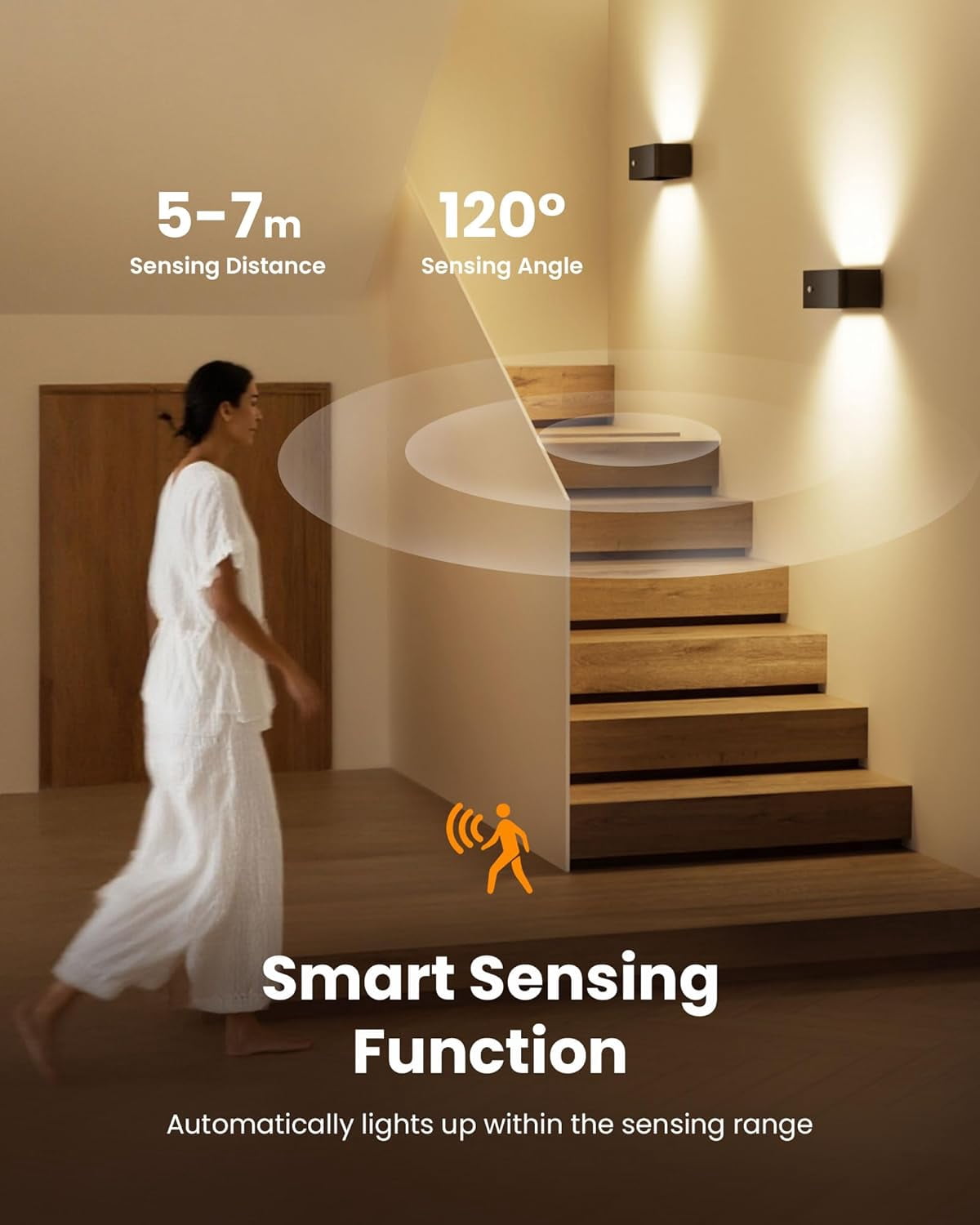 Motion Sensor Wall Sconce Indoor with Remote Control Wall Light LED Wall Sconces Set of Two Rechargeable 8000mAh Battery Operateded Wall Lamps Brightness Adjustable for Stair Closet Bedroom Hallway