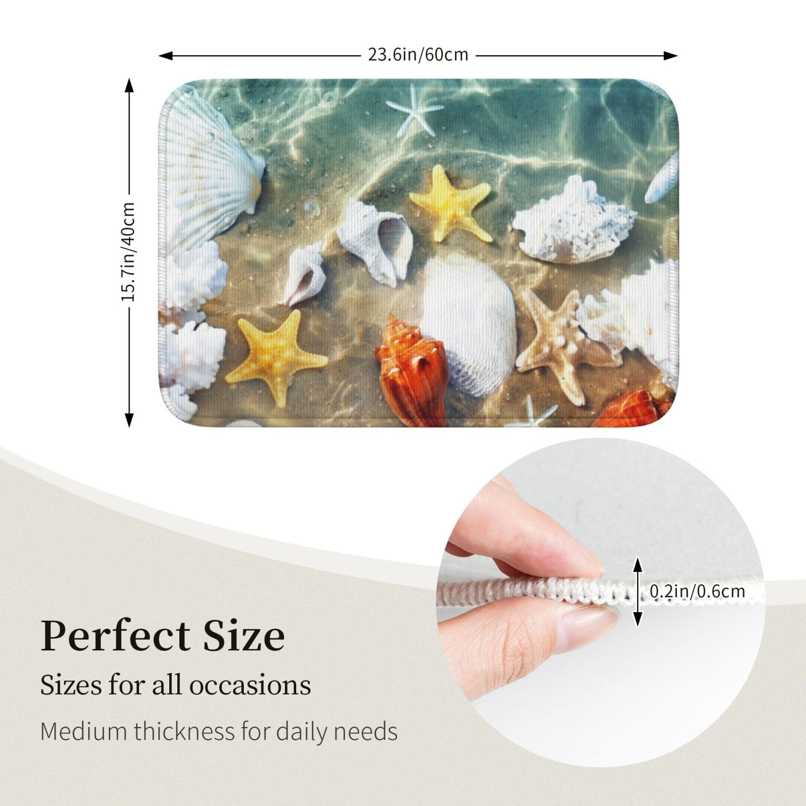 Vsdgher Seashell On The Beach Hem Mat 40x60 - Multipurpose Doormat for Indoor & Outdoor Use - Welcome Your Guests with our Entrance Mat