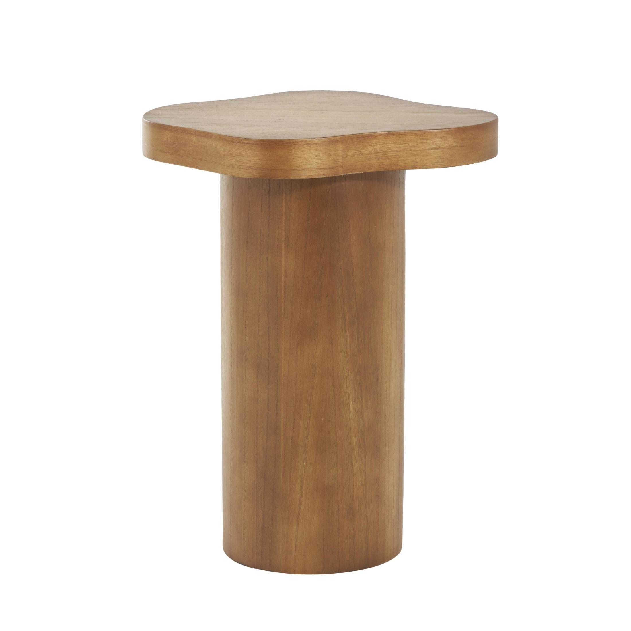 DecMode 15" x 23" Brown Wood Pedestal Accent Table with Rounded Square Top, 1-Piece