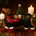 thumbnail image 4 of Yucurem Christmas Resin Dachshund Statue with Lights, Christmas Dog Figurine with Scarf, Boots and Xmas Tree Decoration for Dog Loves Gifts, 4 of 9