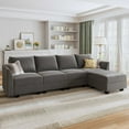 thumbnail image 1 of HONBAY Velvet Couch with Reversible Chaise and Storage Ottoman, Dull Grey, 1 of 5