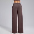 thumbnail image 6 of Cotton Wide Leg Pants for Women with Slits Elastic High Waist Loose Casual Fall Spring Baggy Lounge Sweatpants (M, Coffee), 6 of 7