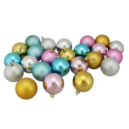 24ct Pastel Colored Shatterproof Matte and Shiny Christmas Ball ...