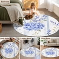 thumbnail image 5 of Purple Hydrangea Round Area Rug 3 FT, Small Kitchen Bathroom Mats, Stripe Botanical Vintage Washable Indoor Outdoor Throw Runner Carpet Non-Shedding Doormat for Table Shower Sofa Entryway, 5 of 8