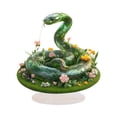 thumbnail image 2 of Decoración acrílica de serpiente verde con Base, adorno de mesa creativo artesanal 2D, centro de mesa para dormitorio, estantería, gabinete, hogar, 2 of 9
