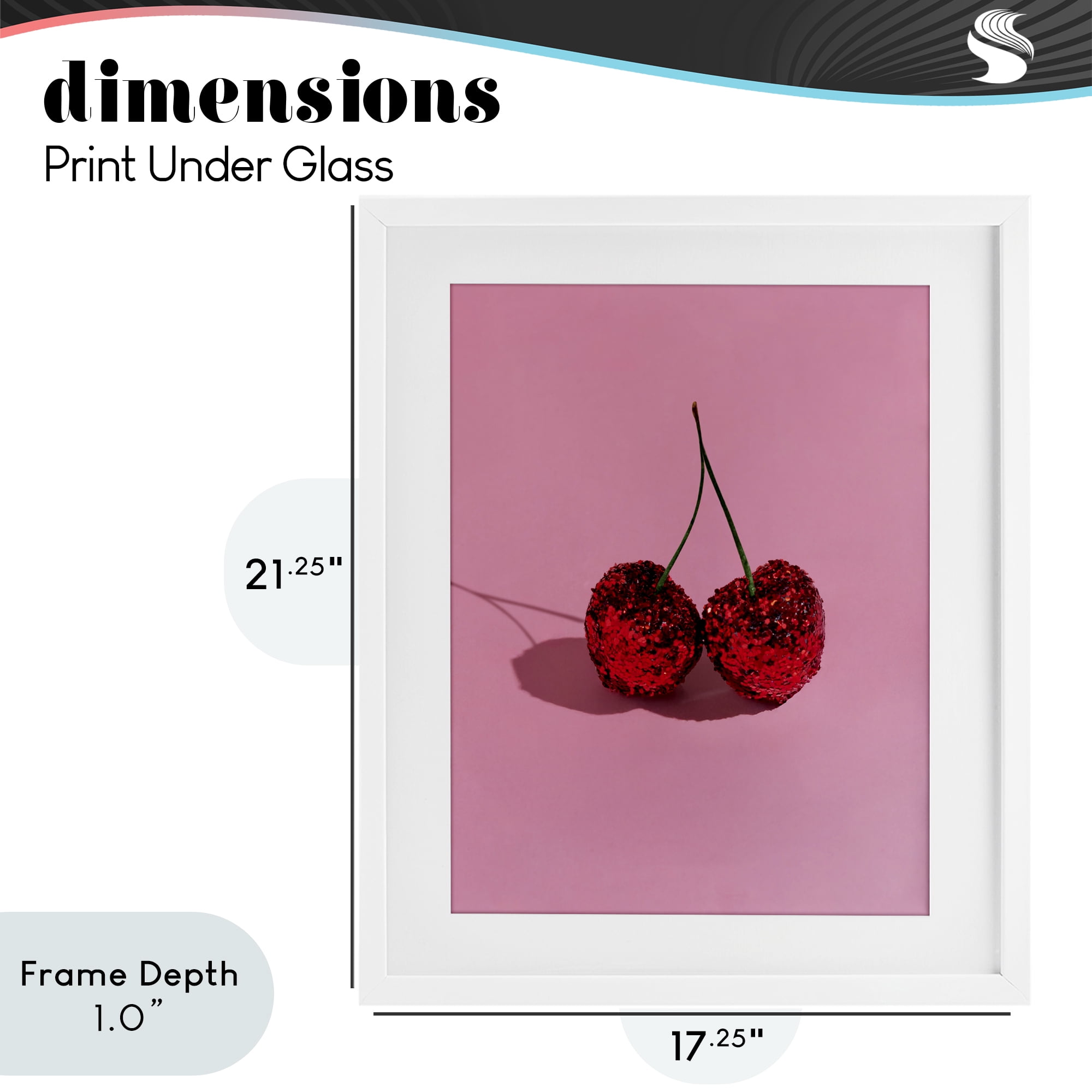 Stupell Industries Glitter Encrusted Cherries White Framed Print Under Glass, design by LISH Creative
