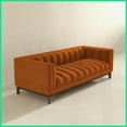thumbnail image 3 of Mid-Century Orange Velvet Modern Sofa - Pet-Friendly Stain-Resistant Living Room Centerpiece, 3 of 12