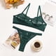thumbnail image 5 of Encaje sexy conjunto de ropa interior sujetador ropa interior regalo para mujer, verde oscuro, M 2 piezas Sweethay XX000054-27, 5 of 7