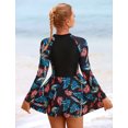 thumbnail image 5 of IDOPIP 2 Piece Long Sleeve Rash Guard Set Long Sleeve Swimsuit Zip Front Swim Shirt Dress with Shorts, 5 of 8