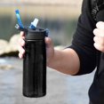 thumbnail image 3 of Water Bottle with Integrated Filter Straw for Hiking Backpacking Traveling(Black), 3 of 8
