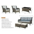 thumbnail image 4 of Parkwell Pocassy 6 Pieces Outdoor Wicker Conversation Sofa Set, Gray, 4 of 5