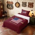 thumbnail image 3 of Manfei US Flag Twin Sheets, Patriotic 1776-2026 Anniversary Bedding, Burgundy, Navy Reversible 3pcs (1 Flat Sheet, 1 Fitted Sheet and 1 Pillowcase), 3 of 6