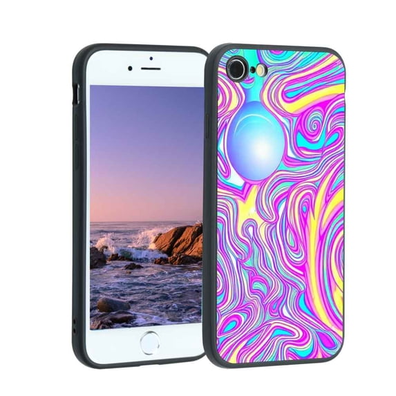 Compatible with iPhone 8 Phone Case, Psychedelic-Trippy-Alien-Art-Visuals-Colours03 Case Men Women, Flexible Silicone Shockproof Case for iPhone 8