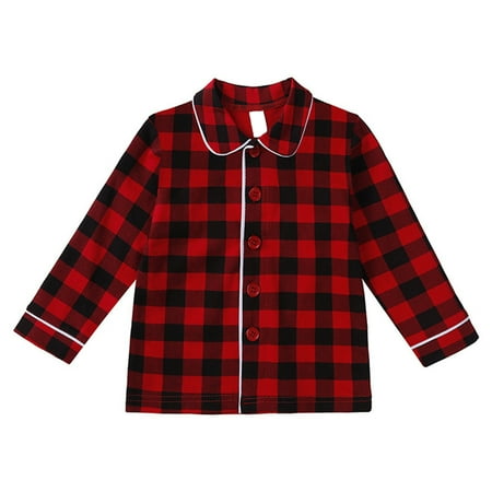 

TENSUNNYD Toddler Baby Boy Girl Two Piece Suit Plaid Print Pajama Winter Coat Pant Children Solid Long Sleeve Outfit Set Toddler 2Y-3Y