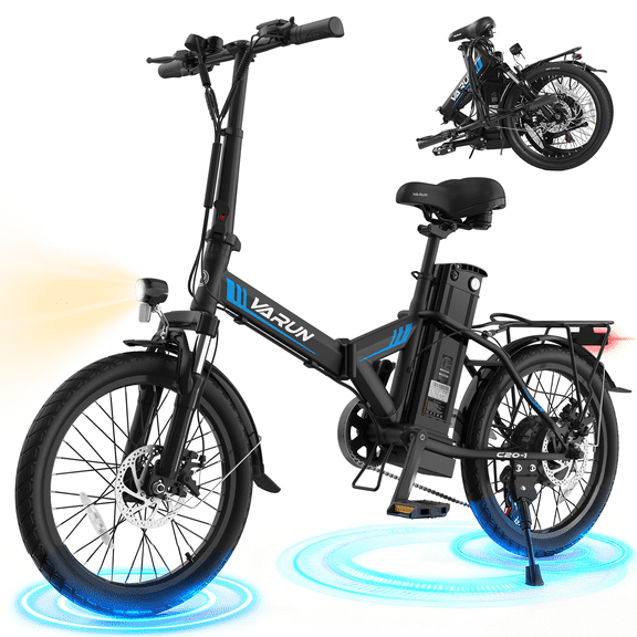 VARUN Electric Bike, 20" Folding EBike for Adults, Peak 750W 48V 374.4Wh Battery, Compact Commuter Ebike with Front Suspension up to 20MPH, UL2849