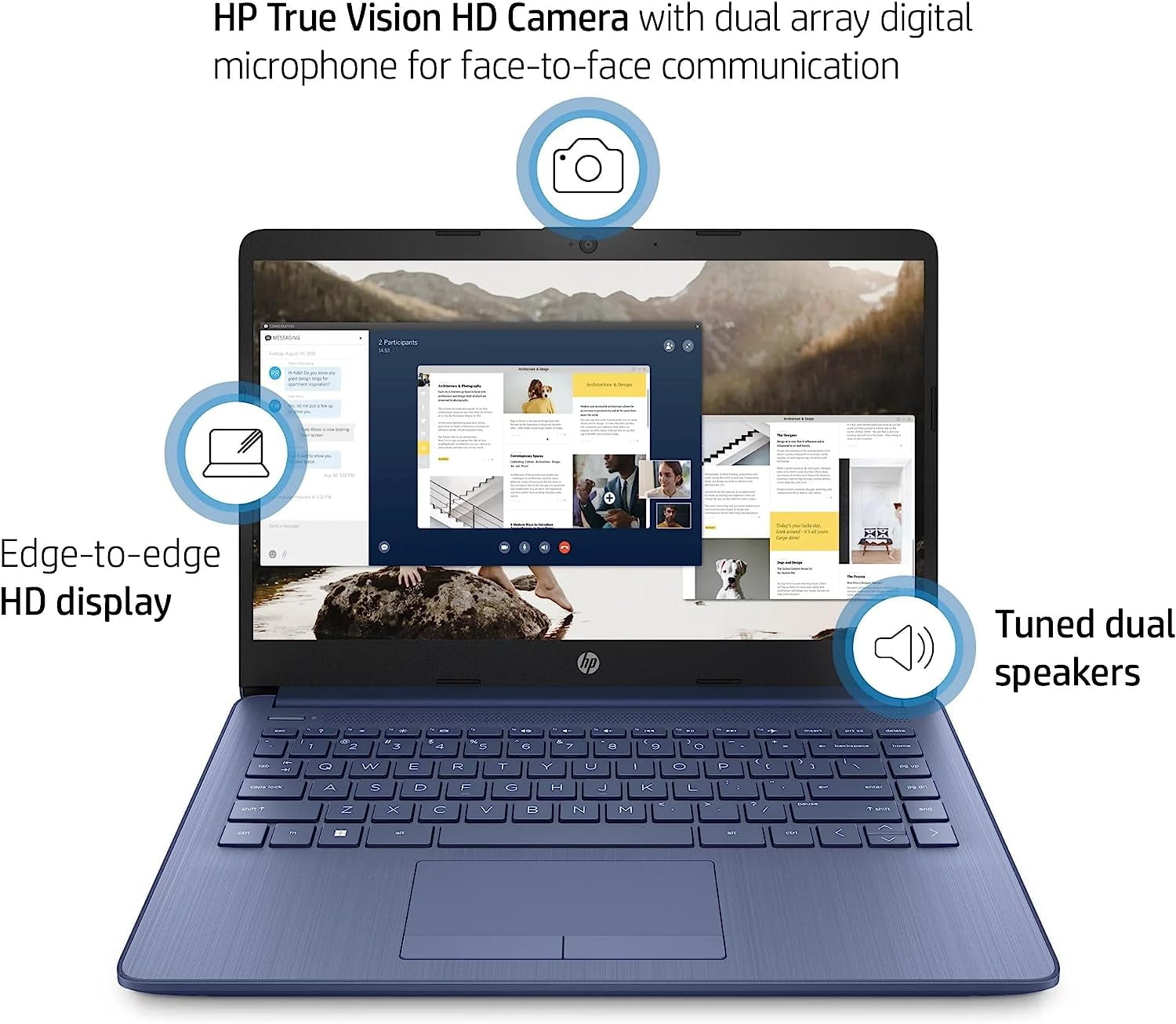 HP Stream Blue 14'' HD Ultral Light Laptop, 8GB RAM, 64GB eMMc, Intel Celeron N4120, Webcam, Windows 11 Home in S Mode, Cefesfy Multifunctional Brush