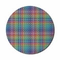 thumbnail image 1 of Colorful Mouse Pad for Computers, Illustration of Crossed Stripes Knitted Pattern Abstract Composition of Squares, Round Non-Slip Thick Rubber Modern Mousepad, 8" Round, Multicolor, by Ambesonne, 1 of 2
