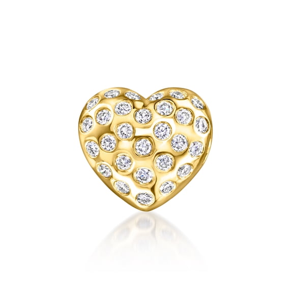 Ross-Simons 0.50 ct. t.w. Lab-Grown Diamond Puffy Heart Bead Charm in 18kt Gold Over Sterling, Women's, Adult