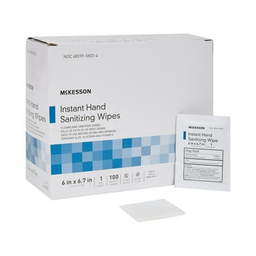 McKesson Instant Hand Sanitizing Wipes, 70% Strength - Individual Packets, 100 Wipes, 1 Pack