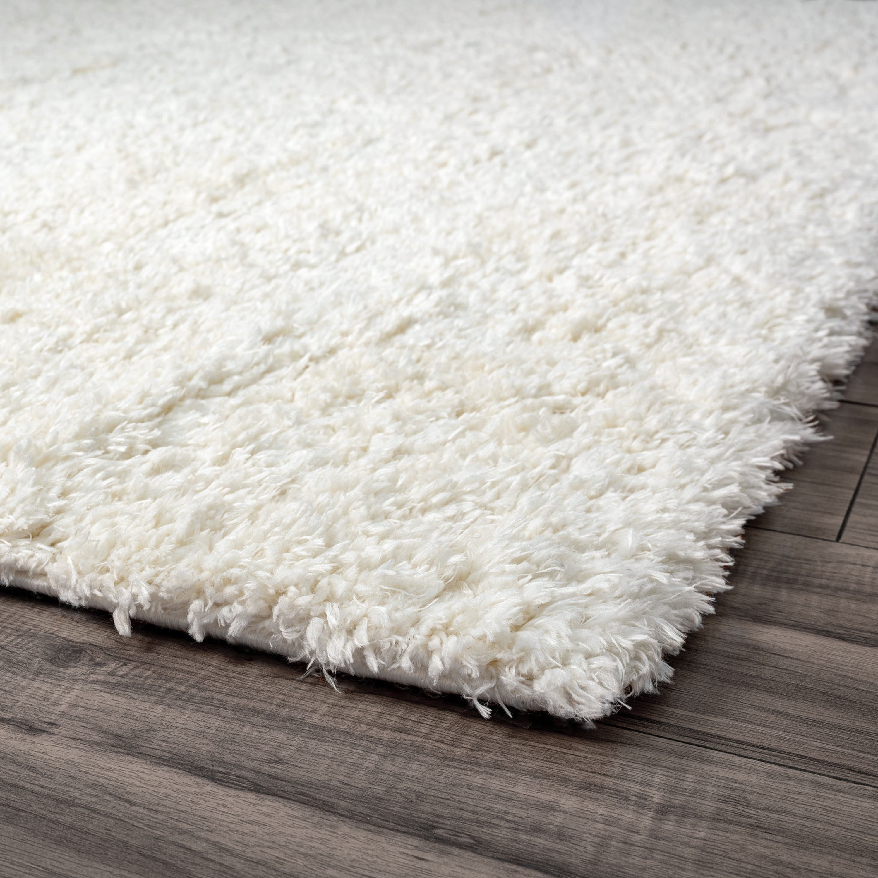 Transitional 2x3 Area Rug Shag Thick (2' x 3') Solid White Indoor Scatter Easy to Clean