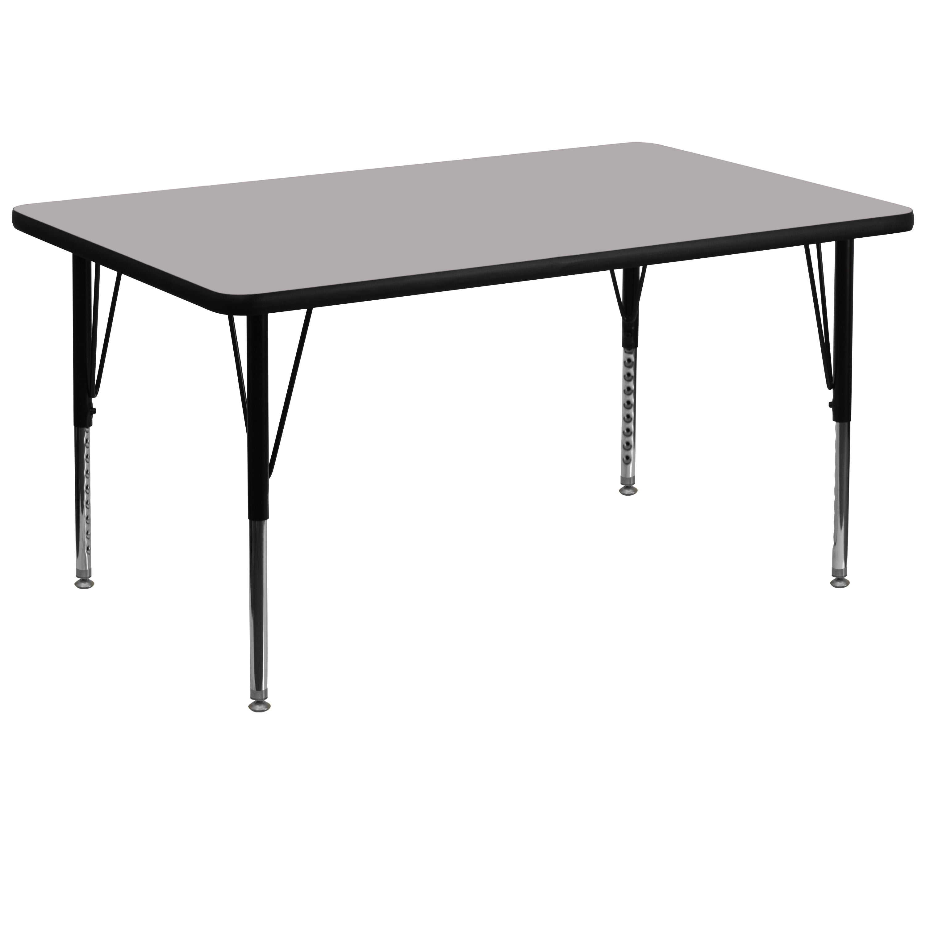 Edge Color: Bright Blue Creative Colors 24 x 48 Rectangle Activity Table with Top Color: Gray Nebula Leg Height: Standard 21-30 Glide Style: Ball