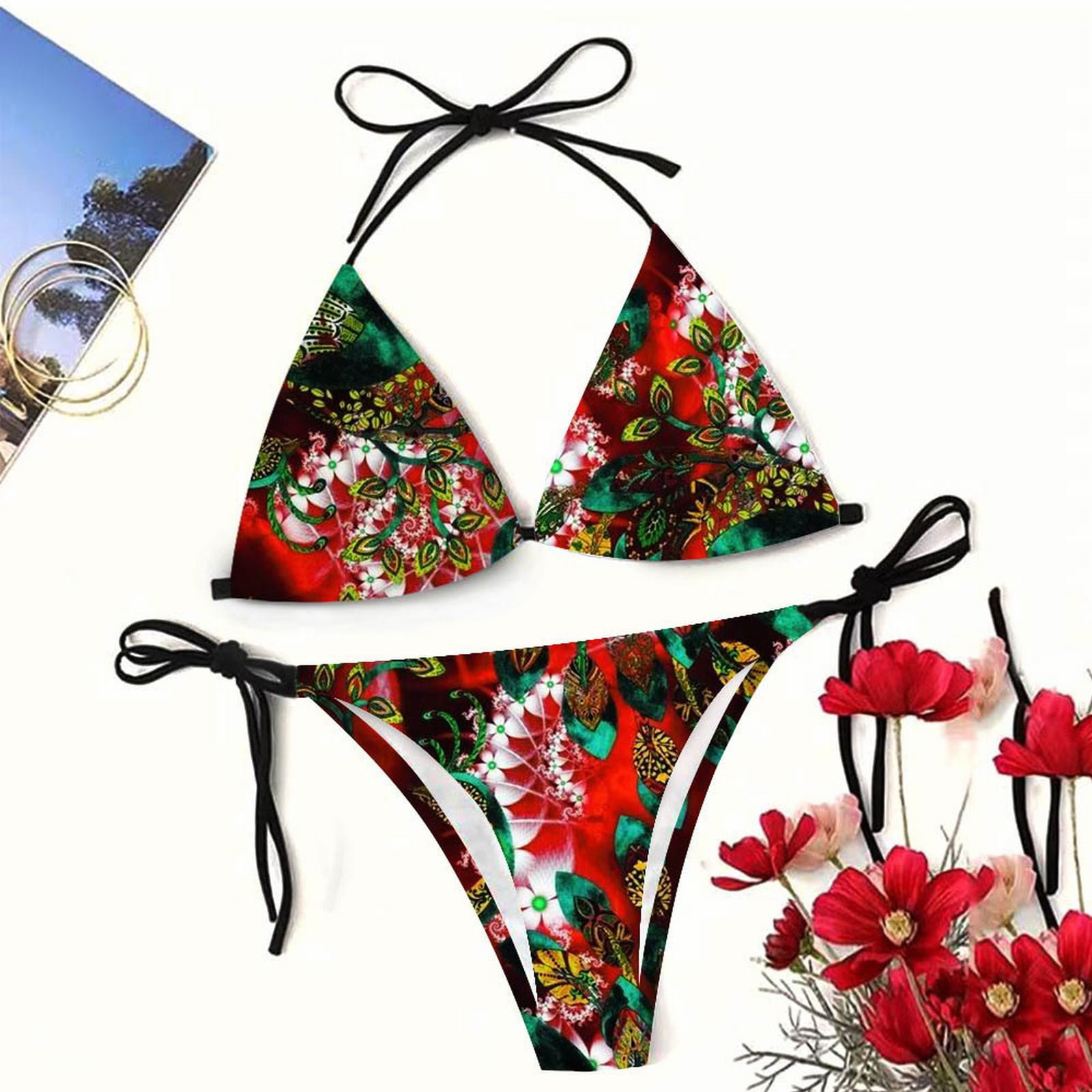 Aayomet Women's Swimsuit With Strap Printed Bikini Beach Split Swimsuit ...