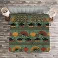 thumbnail image 3 of Ambesonne Tea Party Quilted Bedspread Set 3 Pcs, Chinese Vibes Print Boho, King Size, Reseda Green and Marigold, 3 of 3