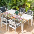 thumbnail image 2 of Happy Eatser Table Cloths for 4 Foot Rectangle Tables, Colorful Bunny Eggs Rustic Flowers Botanical Patio Waterproof Elastic Fitted Tablecloths, Washable Rectangular Table Cover for Camping, 2 of 8