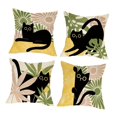 thumbnail image 3 of Juego de 4 fundas de cojín decorativas de lino, lavables a máquina, 45x45 cm, diseño cuadrado de dibujos animados, para sofá, cama o dormitorio., 3 of 9