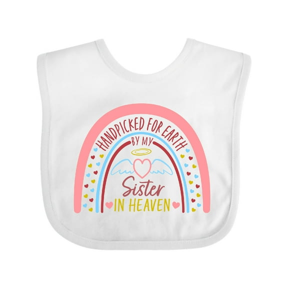 Inktastic Handpicked for Earth by My Sister in Heaven Rainbow Boys or Girls Baby Bib