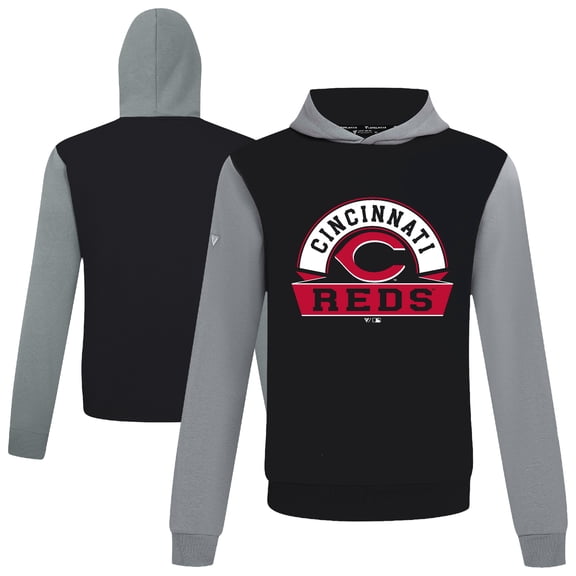Men's Levelwear Black Cincinnati Reds Throwback Ultimate Banner Arch Hoodie