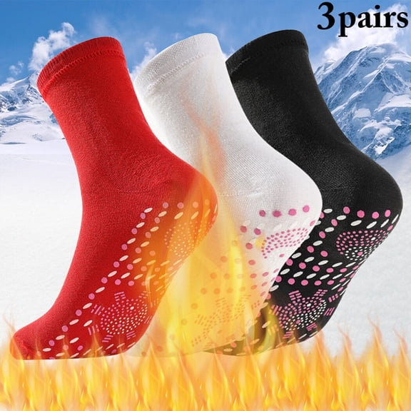 3 Pairs Therapy Magnetic Socks Breathable Tourmaline Socks Self Heating Socks for Women Men Boys Girls