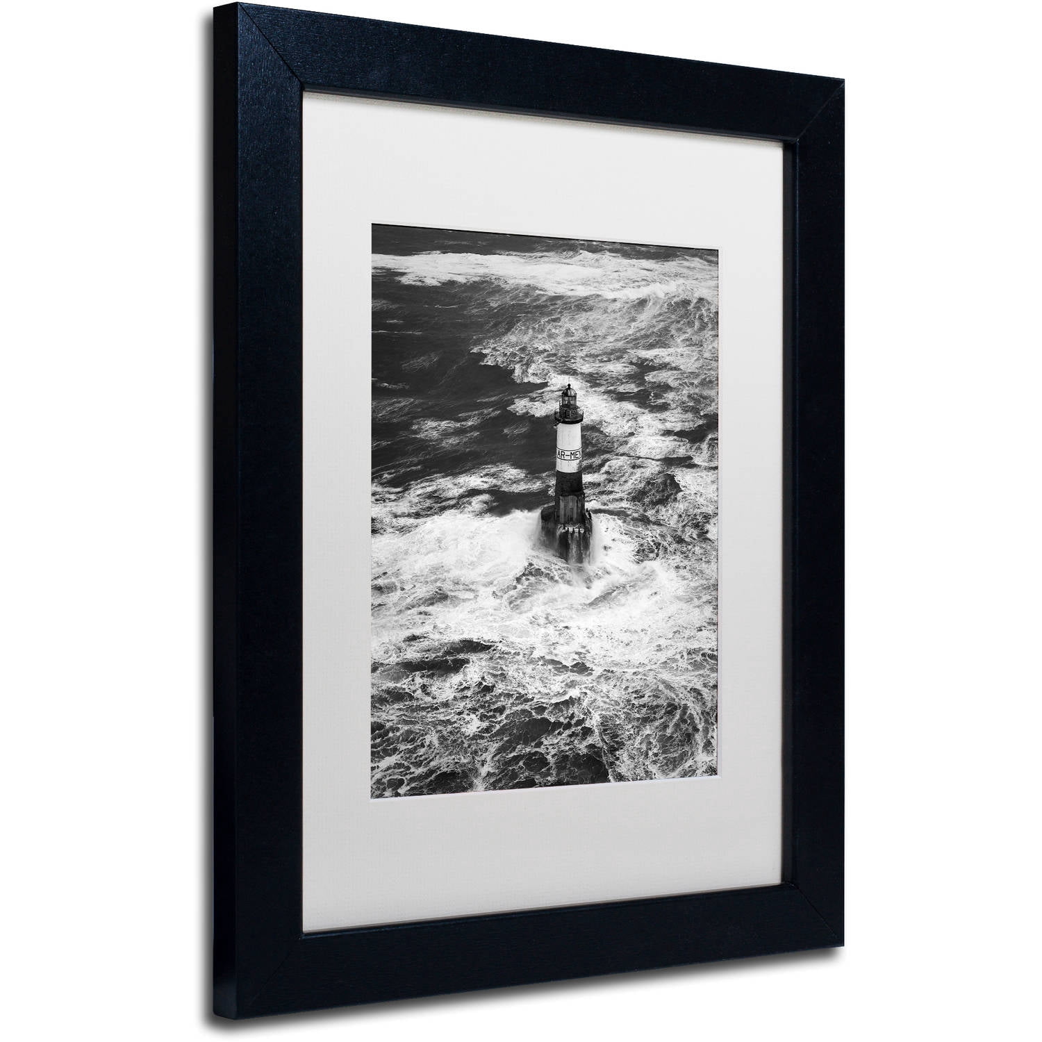 Trademark Fine Art "Armen Lighthouse Against Ruzica" Canvas Art by Mathieu Rivrin, White Matte, Black Frame