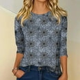thumbnail image 5 of WTOBBY Women's Round Neck 3/4 Sleeve Halloween Print Casual T-Shirt Top Loose Fit Blouse for Fall Seasonal Wear and Everyday Fashion Outfits,Dark Gray XL, 5 of 6