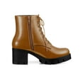 thumbnail image 3 of BLISSFUL STEP Women's Platform Chunky Heels Combat Boots Brown 8.5, 3 of 7