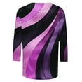 thumbnail image 5 of Homenesgenics Fall Tops for Women Long Sleeves Women's Fashion Tees Casual CrewNeck 3/4 Sleeve Loose T Shirt Ladies Blouses Shirts Purple M, 5 of 5