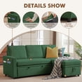 thumbnail image 5 of Pingliang Home Pull Out Sleeper Sectional Sofa Bed with Storage Chaise, Convertible L Shaped Couch with Side Pockets,Modern Linen Reversible Sofa Couch for Living Room Apartment Office Studio, 5 of 8